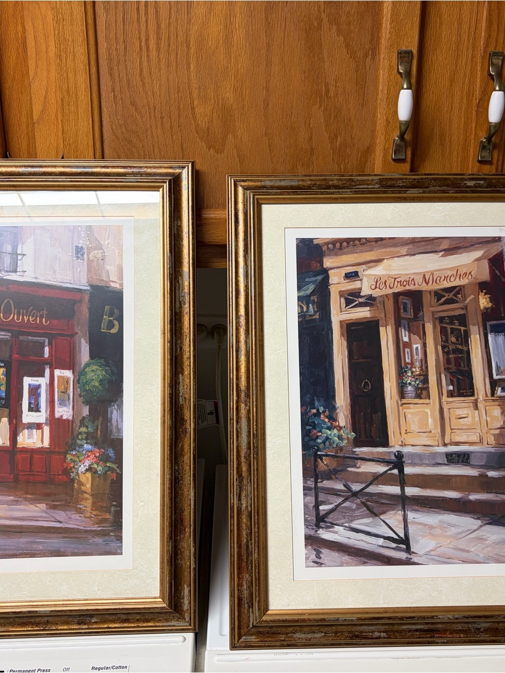 Framed Parisian Street Art Print in Gold and Cream